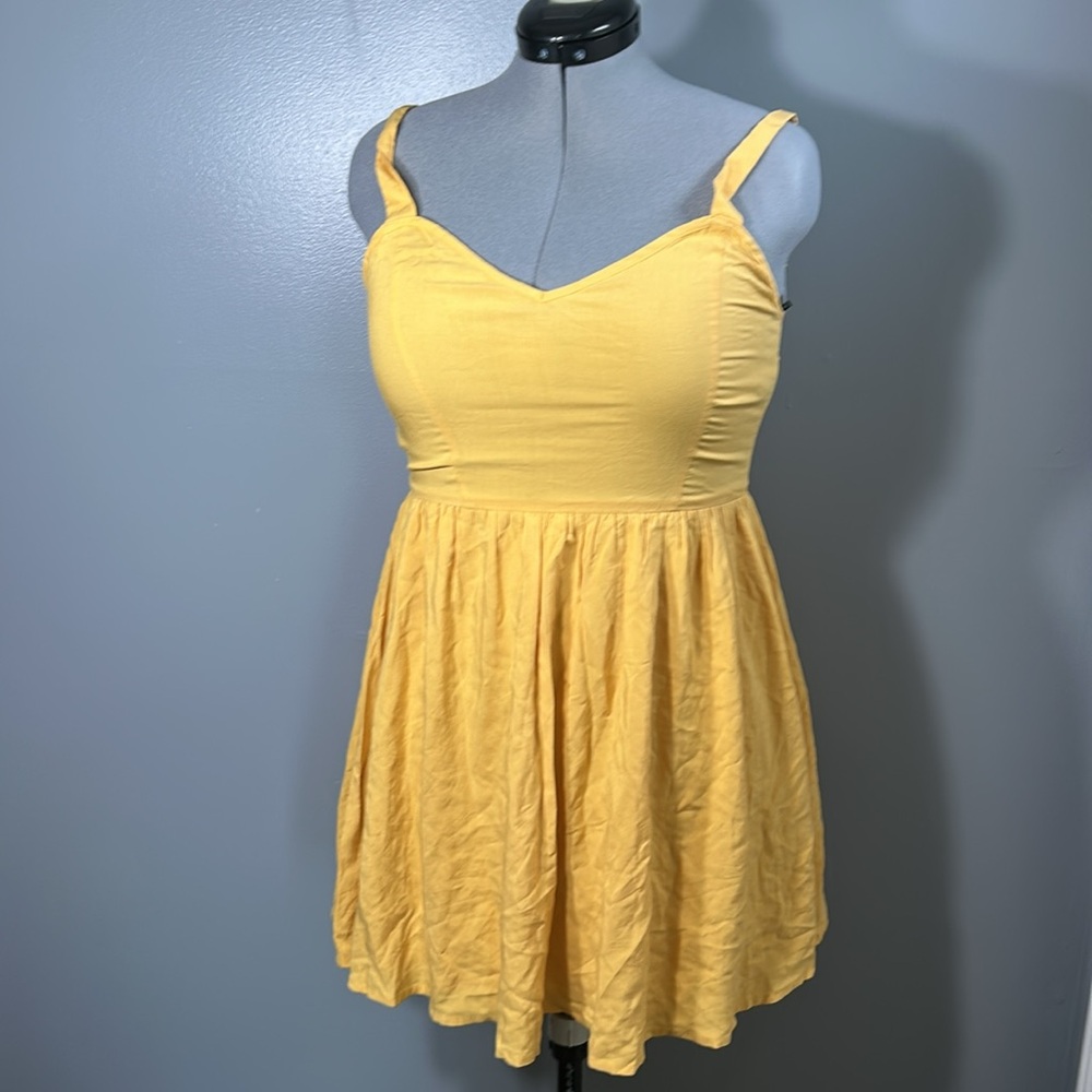 Forever 21 dress tunic yellow smocked back large